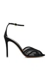 Gianvito Rossi Suede-trimmed Mesh Sandals In Black