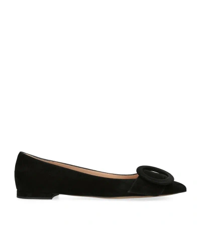 Gianvito Rossi Suede Venezia Ballet Flats In Black