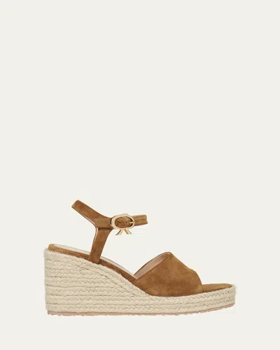GIANVITO ROSSI SUEDE WEDGE ANKLE-STRAP ESPADRILLES