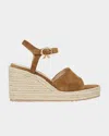 Gianvito Rossi Suede Wedge Ankle-strap Espadrilles In Brown