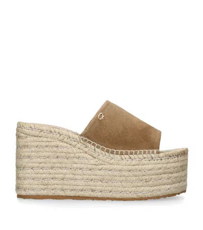 Gianvito Rossi Suede Wedge Sandals 40 In Beige