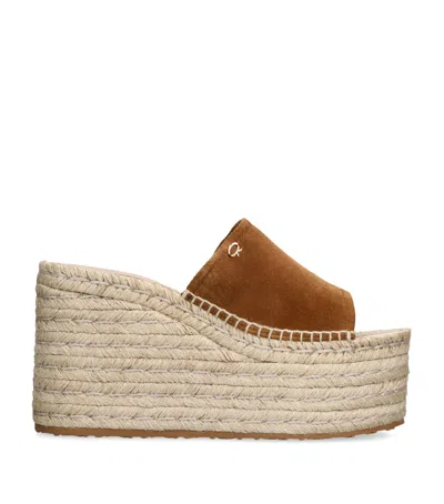 Gianvito Rossi Suede Wedge Sandals 40 In Beige