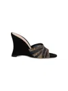 Gianvito Rossi Camoscio Mesh Crystal And Suede Wedge Sandals