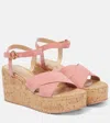 Gianvito Rossi Suede Wedge Sandals In Camellia