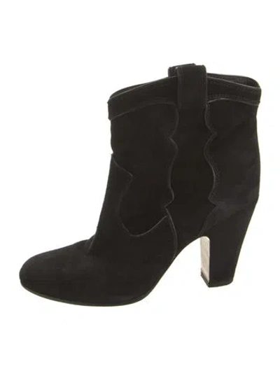 Pre-owned Gianvito Rossi Suede Western Boots In Black