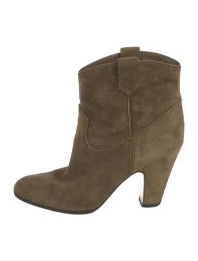 Pre-owned Gianvito Rossi Suede Western Boots In Green