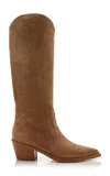 Gianvito Rossi Suede Western Boots In Tan