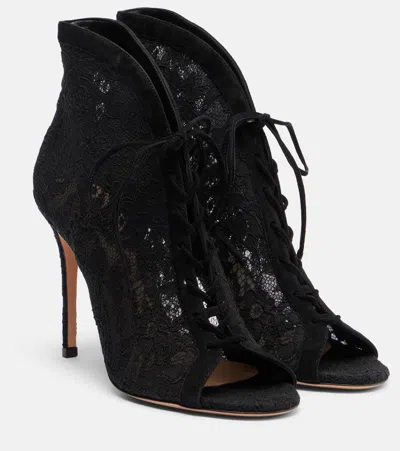 Gianvito Rossi Suede-trimmed Lace Pumps In Black