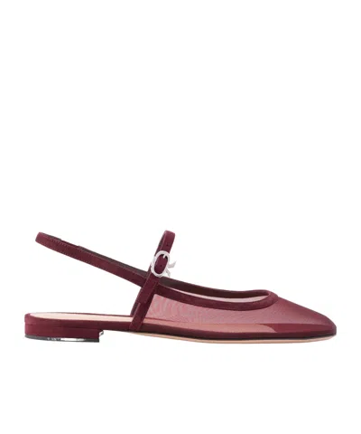 Gianvito Rossi Suede-trimmed Mesh Slingback Flats In Purple