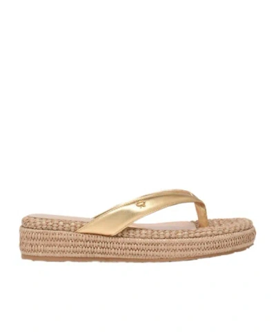 Gianvito Rossi Tahiti Flip Flops In Gold