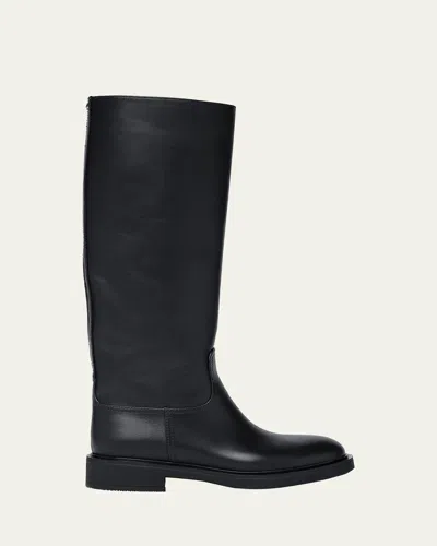 Gianvito Rossi Tall Leather Riding Boots In Black Nero