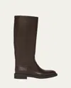Gianvito Rossi Tall Leather Riding Boots In Moka Moka