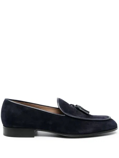 Gianvito Rossi Navy Julio Loafers In Blue