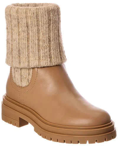Gianvito Rossi Tenney 20 Knit & Leather Boot In Brown