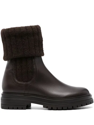 Gianvito Rossi Tenney Folded Edge Ankle Boots In Brown