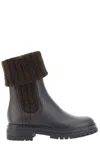 Gianvito Rossi Tenney Calf Knit Chalet Boots Mocha In Marrone