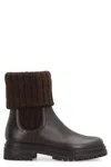 Gianvito Rossi Tenney Calf Knit Chalet Boots Mocha In Brown