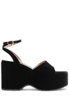 Gianvito Rossi Velvet Wedge Sandals In Black