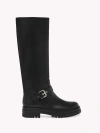 Gianvito Rossi Leather Buckle Lug-sole Moto Boots In Black