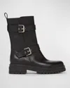 Gianvito Rossi Black Leather Biker Boots In Black