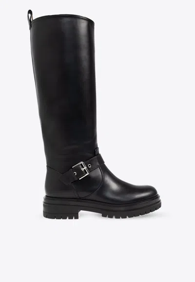 GIANVITO ROSSI THIAGO LEATHER KNEE-HIGH BOOTS