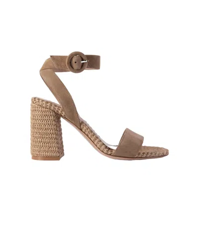 Gianvito Rossi Luana 45 Suede And Raffia Heeled Sandals In Brown