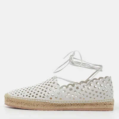 Pre-owned Gianvito Rossi Thierry Size 40 White Leather Espadrille Flats