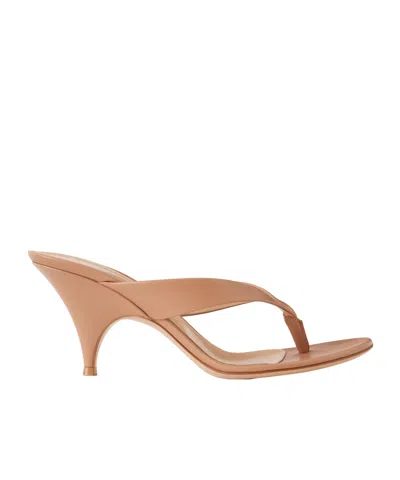 Gianvito Rossi Sofia 70 Leather Thong Sandals In Brown