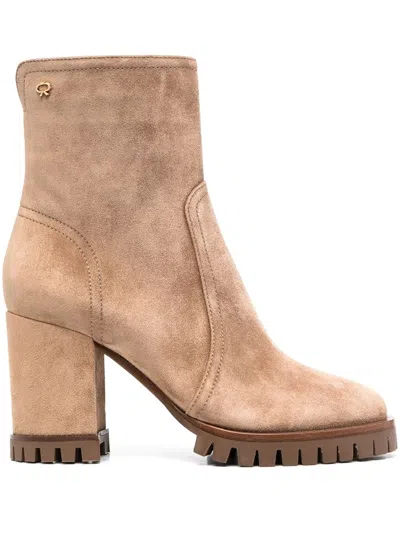 Gianvito Rossi Timber 70mm Suede Boots In Neutrals
