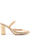 Gianvito Rossi Tivoli 85mm Leather Mules In Gold