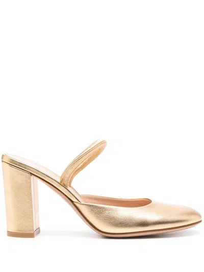 Gianvito Rossi Tivoli 85mm Leather Mules In Gold