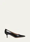 Gianvito Rossi 70mm Vitello Middle Heel Leather Pump In Black