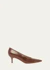 Gianvito Rossi Tokio Calfskin Kitten-heel Pumps In Praline