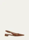 Gianvito Rossi Tokio Calfskin Slingback Ballerina Flats In Praline
