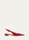 Gianvito Rossi 20mm Tokio Leather Slingback Flats In Red