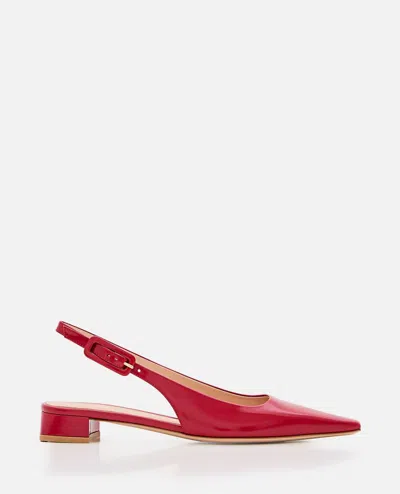Gianvito Rossi 20mm Tokio Leather Slingback Flats In Red