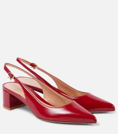 Gianvito Rossi Tokio Leather Slingback Pumps In Red