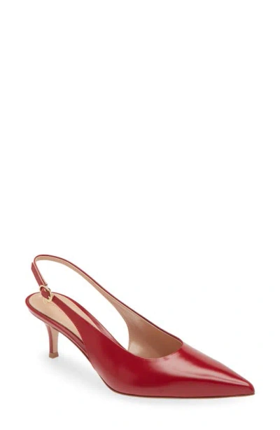 Gianvito Rossi Tokio Pointed Toe Slingback Pump In Rouge