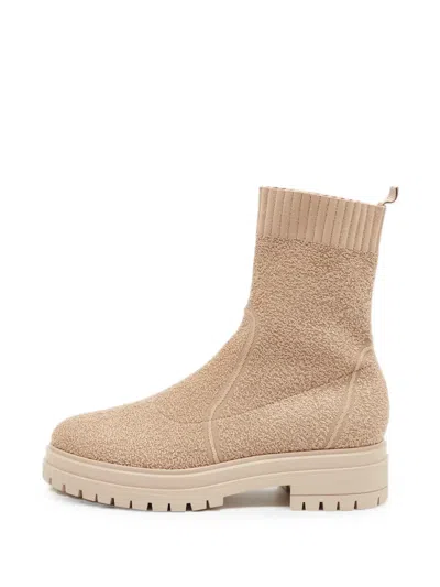 Pre-owned Gianvito Rossi Torrance Bouclé Ankle Boots In Neutral