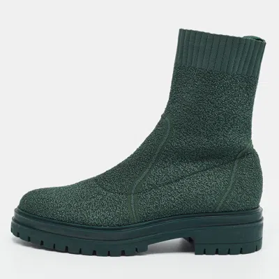 Pre-owned Gianvito Rossi Torrance Size 39 Green Boucle Fabric Ankle Boots