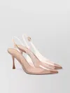 Gianvito Rossi Plexi Patent Leather Cap-toe Slingback Pumps In Brown