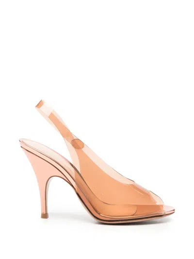 Gianvito Rossi Transparent Peep-toe Heeled Sandals In Pink