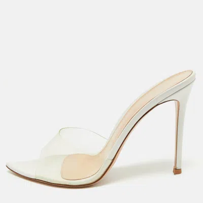 Pre-owned Gianvito Rossi Transparent Pvc And Leather Elle Slide Sandals Size 40