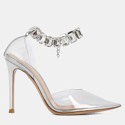 Pre-owned Gianvito Rossi Transparent Pvc Crystal Embellished Transparent Pumps Eu 36