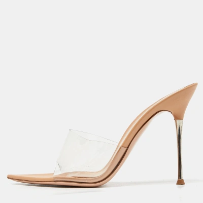 Pre-owned Gianvito Rossi Transparent Pvc Open Toe Mules Size 38