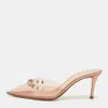 Gianvito Rossi Transparent Pvc Plexi Crystal Embellished Pointed-toe Mule Sandals In Neutral
