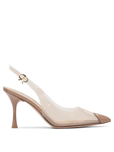 Gianvito Rossi Transparent Slingback Heeled Shoes In Neutral