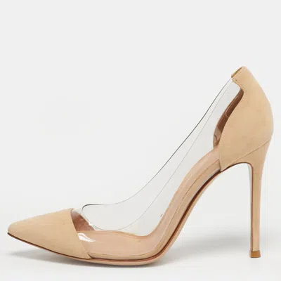Gianvito Rossi Transparent/beige Pvc And Suede Plexi Pumps In Brown