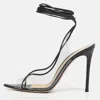 Gianvito Rossi Transparent/black Leather And Pvc Plexi Ankle Wrap Sandals In Multi