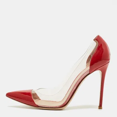Pre-owned Gianvito Rossi Transparent/red Patent Leather And Pvc Plexi Pumps Size 40.5